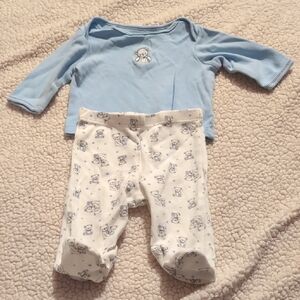Cozy Blue and White Footies One Piece